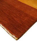 4x6 Small Rust and Gold Striped Wool Hand Woven Southwestern Gabbeh Rug