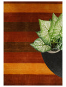 4x6 Small Rust and Gold Striped Wool Hand Woven Southwestern Gabbeh Rug