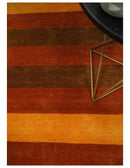 4x6 Small Rust and Gold Striped Wool Hand Woven Southwestern Gabbeh Rug
