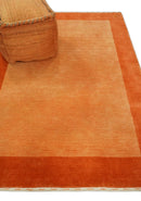 4x6 Small Rust and Peach Farmhouse Wool Hand Woven Southwestern Gabbeh Rug