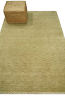 4x6 Small Solid Beige Wool Hand Woven Southwestern Gabbeh Rug