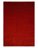 4x6 Small Solid Red Wool Hand Woven Southwestern Gabbeh Rug