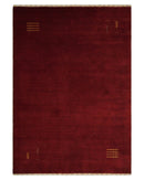 4x6 Solid Red Wool Hand Woven Southwestern Gabbeh Rug