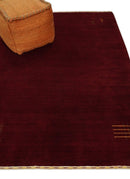 4x6 Solid Red Wool Hand Woven Southwestern Gabbeh Rug