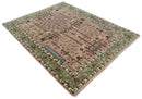 4x9 Pink, Olive and Beige Traditional Wool Rug, Kids, Living Room and Bedroom Rug
