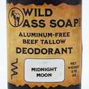 Aluminum-Free Midnight Moon Beef Tallow Deodorant | 2.75 oz | Wild Ass Soap
