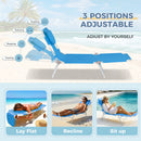 Ainfox 2PCS Folding Chaise Lounge Chair, Patio Sun Tanning Lounger Reclining Back