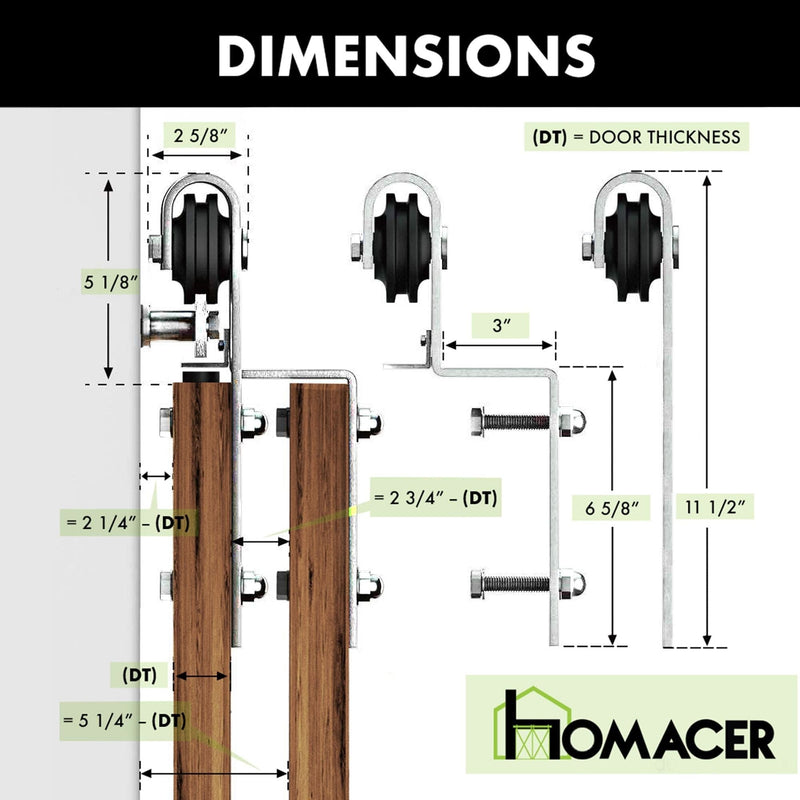 Single Track Bypass Sliding Barn Door Hardware Kit - Classic Design Roller