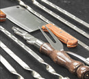 “Wild Boar" Camping Accessories BBQ Skewers Set  in a Wooden Case, 37 items