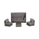 Alora 5-Piece Outdoor Patio Wicker Daybed Furniture Set With Retractable Canopy (SAK37816)