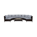 Alora Premium 5-Piece All-Weather Half-Moon Outdoor Rattan Wicker Patio Sectional Sofa Furniture Set With Tempered Glass Table (SAK32615)