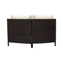 Alora Premium 5-Piece All-Weather Half-Moon Outdoor Rattan Wicker Patio Sectional Sofa Furniture Set With Tempered Glass Table (SAK32615)