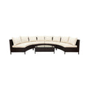 Alora Premium 5-Piece All-Weather Half-Moon Outdoor Rattan Wicker Patio Sectional Sofa Furniture Set With Tempered Glass Table (SAK32615)