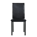 5-Piece Black Dining Table Set with Marble Style Top