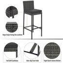 Alora 5-Piece Wicker Patio Bar Set With Cushions & Acacia Table (SAK26801)