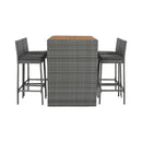 Alora 5-Piece Wicker Patio Bar Set With Cushions & Acacia Table (SAK26801)