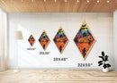 Retro horror typography with monsters and bats Canvas Art Print in bold Halloween palette and Diamond Shaped Art illustration