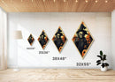 Skull-faced witch with jack-o-lantern and bats Canvas Art Print in dramatic gothic Halloween Diamond Shaped Art composition