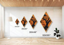 Grinning black cat in twisted tree Canvas Art Print with jack-o-lanterns and spooky vintage Diamond Shaped Art Halloween