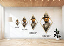 Rustic pumpkin man in aged top hat Canvas Art Print dressed in vintage Halloween fashion with eerie Diamond Shaped Art