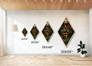 Glowing Haunted Estate in Forest Diamond Shaped Art Canvas Embossed Print with gothic turrets dark academia Halloween wall piece