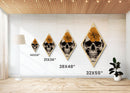 Floral Skull Diamond Shaped Art Canvas Embossed Print Halloween Skeleton Flowers Vintage Style Gothic Macabre Anatomy Wall Art