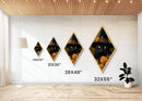 Black Cat With a Witch's Hat, Diamond Shaped Canvas Art Print, Halloween Painting Decor