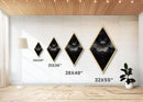 Dark Academia Cat Portrait Diamond Shaped Canvas Embossed Art Print, Spooky Hallowen Painting, Halloween Wall Art