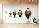Spooky Halloween Jack O' Lantern Painting Print, Diamond Shaped Wall Art, Canvas Textured Art Print