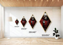 Skeleton Timekeeper in Red Uniform Diamond Shaped Art Canvas Art Print Steampunk Gothic Halloween Decor with Antique Flair