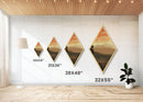Spooky Lodge Among Pines at Dusk Diamond Shaped Art Canvas Embossed Print Halloween Mountain Gothic Forest Aesthetic Decor