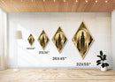 Retro Futuristic City Diamond Shaped Canvas Textured Print, Vintage Sci-Fi Architecture, Sepia Space Age Urban Wall Artwork