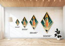 Art Deco Rocketship Diamond Shaped Canvas Embossed Print, Retro Space Travel Wall Art, Vintage Sci-Fi Rocket Launch Artwork