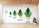 Greenburst Radiance – Diamond Shaped Retro Sunbeam Abstract Canvas Embossed Print, Mid Century Modern Art, Minimal Geometric Wall Decor