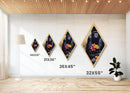 Jungle Guardian Stare Diamond Shaped Gorilla Holding Flowers Canvas Embossed Print Nature Wildlife Decor Office Eclectic Wall Art