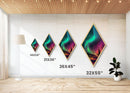 Aurora Nightfall Glow Diamond Shaped Northern Lights Forest Canvas Textured Print Nature Sky Landscape Wall Art Bedroom Peaceful Decor