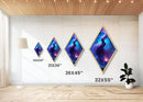 Cosmic Spirit Rise – Diamond Shaped Canvas Embossed Print with Nebula Goddess Art, Galaxy Fantasy Decor, Dreamy Space Painting