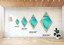Crystal Lagoon Shore – Diamond Shaped Canvas Textured Print with Tropical Beach Scene, Aqua Blue Ocean Wall Decor, Island Vibes Art