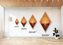 Golden Horizon Trail Diamond Shaped Canvas Art Print, Western Road Sunset Wall Decor, Orange Glow Scenic Country Artwork