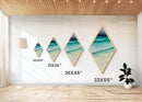 Aqua Shoreline Calm – Diamond Shaped Ocean Serenity Beach Theme Canvas Embossed Print in Turquoise and Cream Coastal Tones