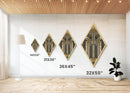 Empire Art Deco – Diamond Shaped Canvas Textured Print with golden structural symmetry, skyscraper inspired vertical abstract vintage glam