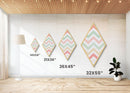 Chevron Candy Pop Diamond Shaped Canvas Embossed Print with light pastel rainbow zigzag stripes modern baby room art soft neutral wall pattern