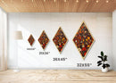 Autumn Garden — Diamond Shaped Canvas Textured Print adds farmhouse style to dining room or foyer featuring impasto wildflower bouquet hues