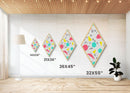 Memphis Style Shapes Diamond Shaped Canvas Embossed Print, 80s 90s Aesthetic Art, Colorful Geometric Wall Decoration