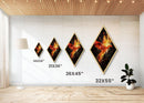 Phoenix Rising Blaze Diamond Shaped Canvas Art Print, Fiery Bird Wall Decor, Celestial Abstract Flame Painting, Spiritual Power Art