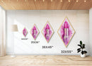 Pink Lipstick Glam Diamond Shaped Canvas Embossed Print, Watercolor Makeup Wall Art, Feminine Beauty Fashion Illustration