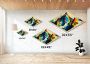 Crystalline Alps – Diamond Shaped Abstract Rainbow Peaks Canvas Textured Print with polygonal mountain terrain, bold geometric strokes
