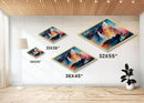 Aurora Range – Diamond Shaped Vibrant Alpine Mountains Canvas Art Print with icy summits, glowing pink sky, and fantasy ridge view
