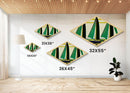 Abstract Sail Wind – Diamond Shaped Canvas Textured Print with retro sailboat geometry, green yellow nautical minimalist coastal theme
