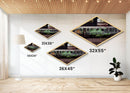Graffiti Train Scene – Diamond Shaped Canvas Art Print with abandoned urban train, grunge graffiti photography, street art inspired wall piece